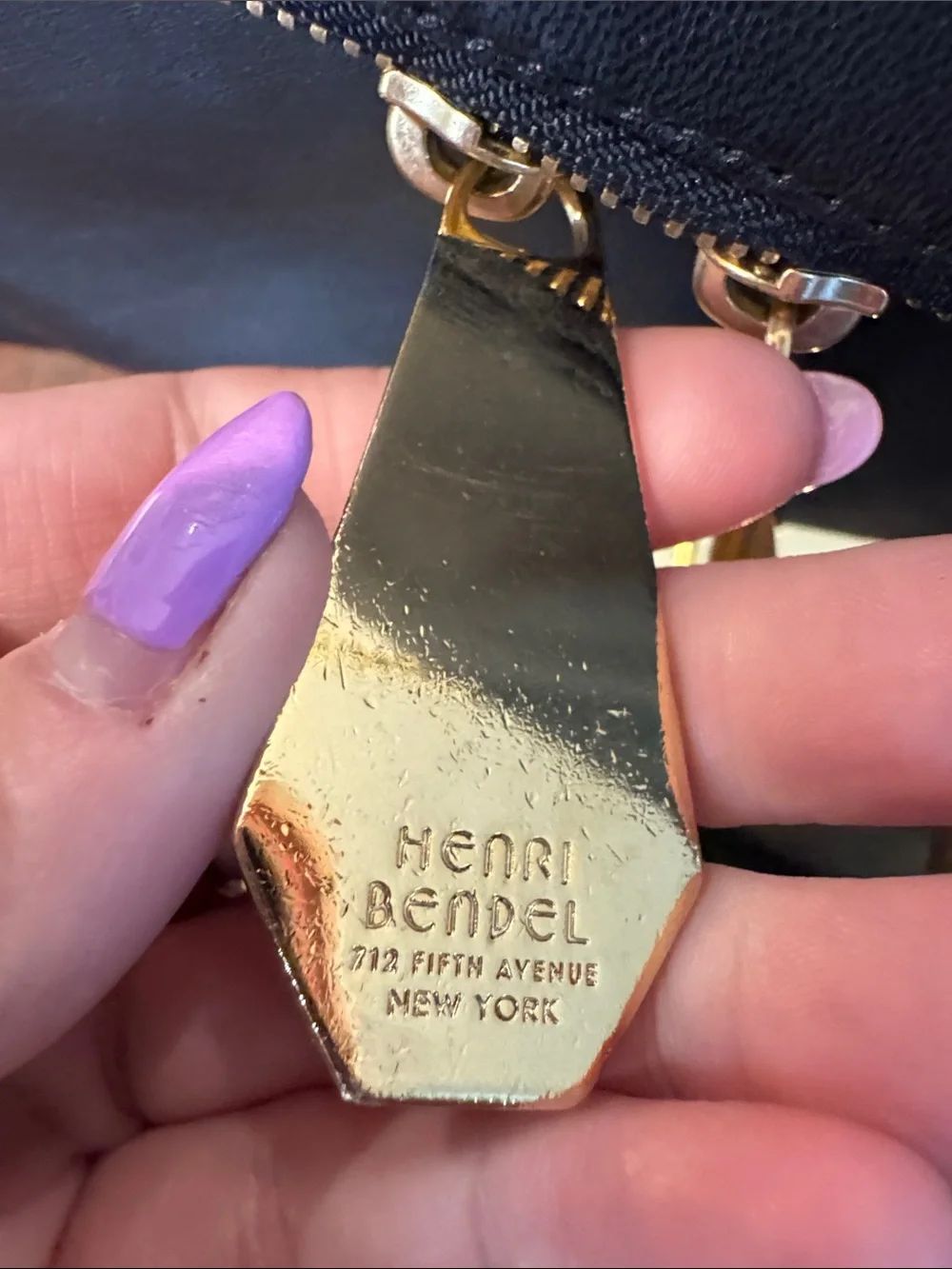 henri bendel Black Leather Fold-Over Clutch with Gold Chain
